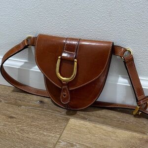 Vintage Equestrian Brown Leather Saddle Bag